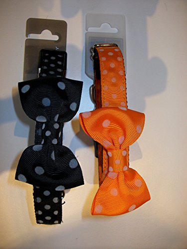 Wouapy Wouapy Halsband mit Fliege für Hunde orange Halsband mit Punkten in 15mm Breite für Halsumfang von 24/38cm von Wouapy