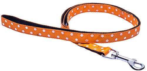 Wouapy Wouapy Hundeleine mit Punkten für Hunde, orange Leine in 20 mm Breite und 1 Meter Länge von Wouapy