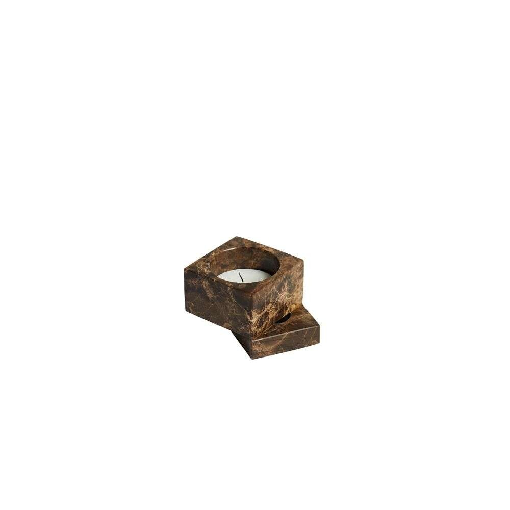 Woud - Jeu de dés 1 Candle Holder Brown Marble von Woud