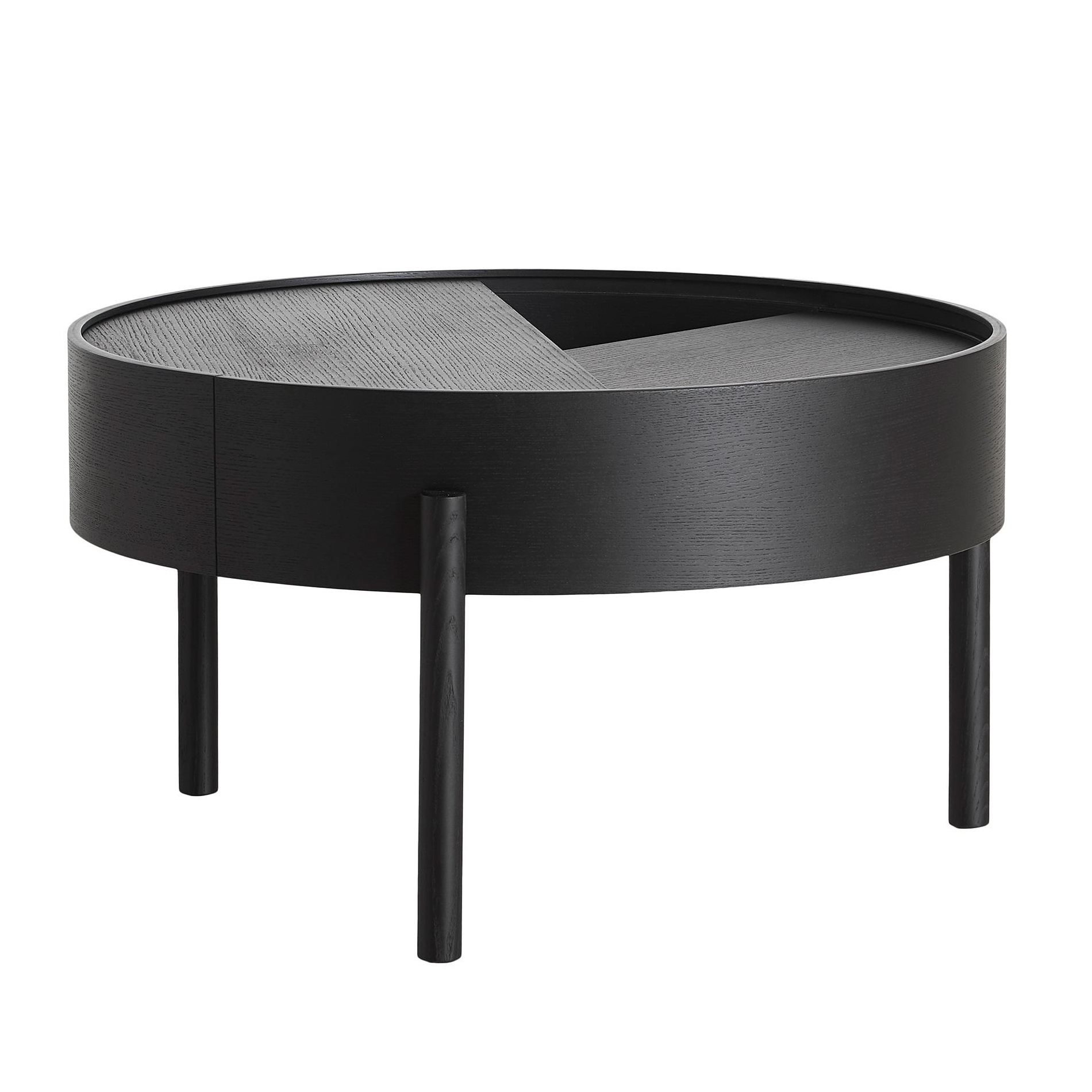 Woud - Arc Couchtisch Ø 66cm - schwarz/lackiert/H 38cm / Ø 66cm von Woud