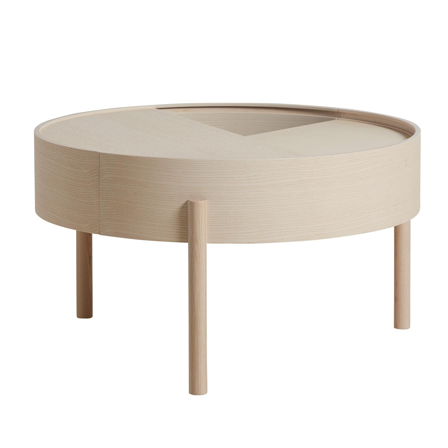 Woud - Arc Couchtisch Ø 66cm - weiß pigmentiert/H 38cm / Ø 66cm von Woud