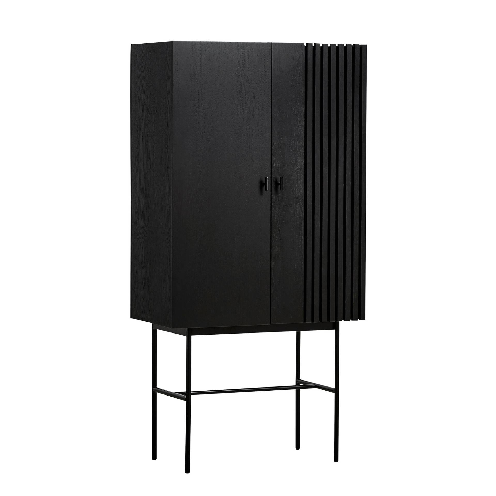 Woud - Array Highboard 80cm - schwarz/lackiert/Gestell Metall schwarz lackiert/BxHxT 80x160x44cm von Woud