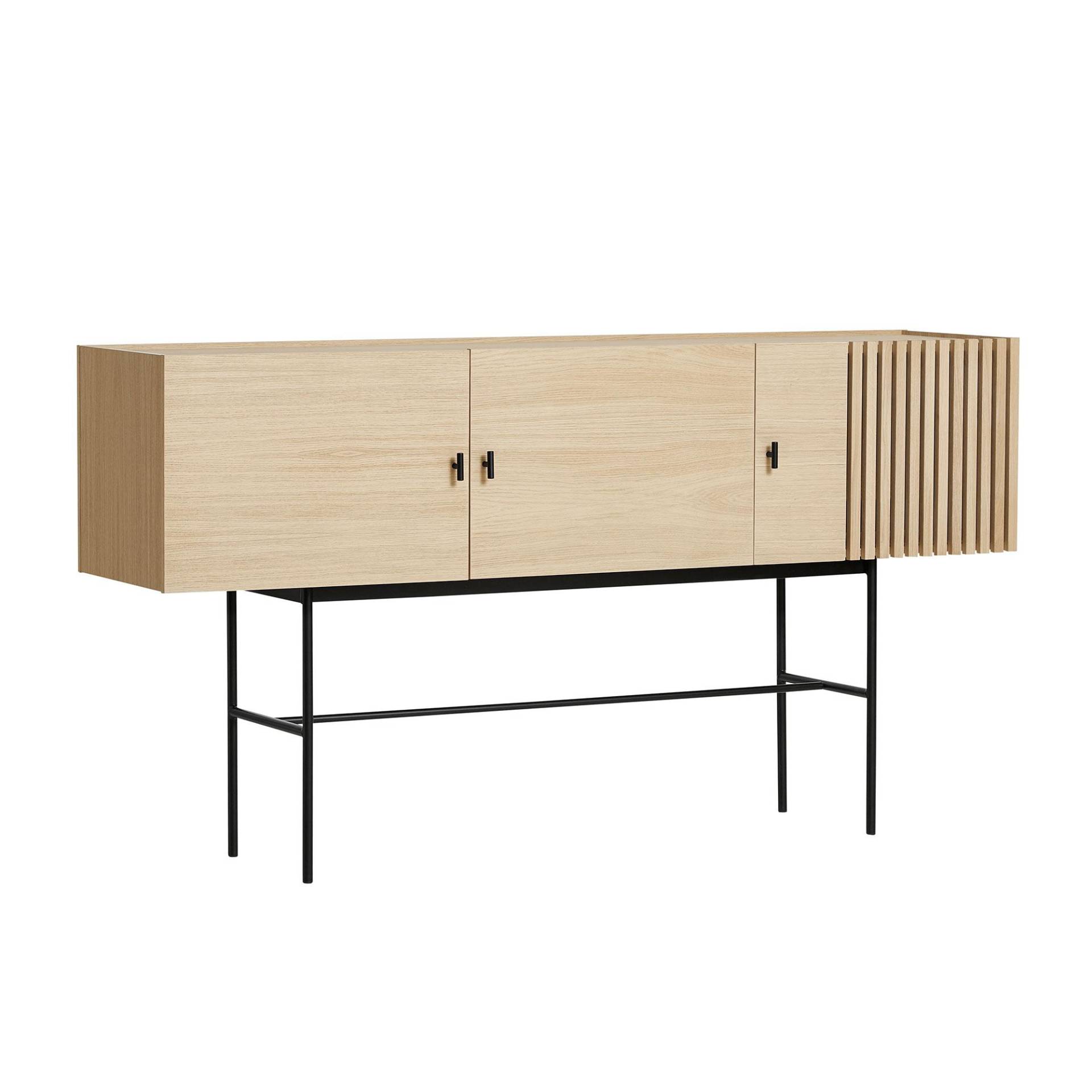 Woud - Array Sideboard 180cm - weiß pigmentierte Eiche/lackiert/Gestell Metall schwarz lackiert/BxHxT 180x97x44cm von Woud