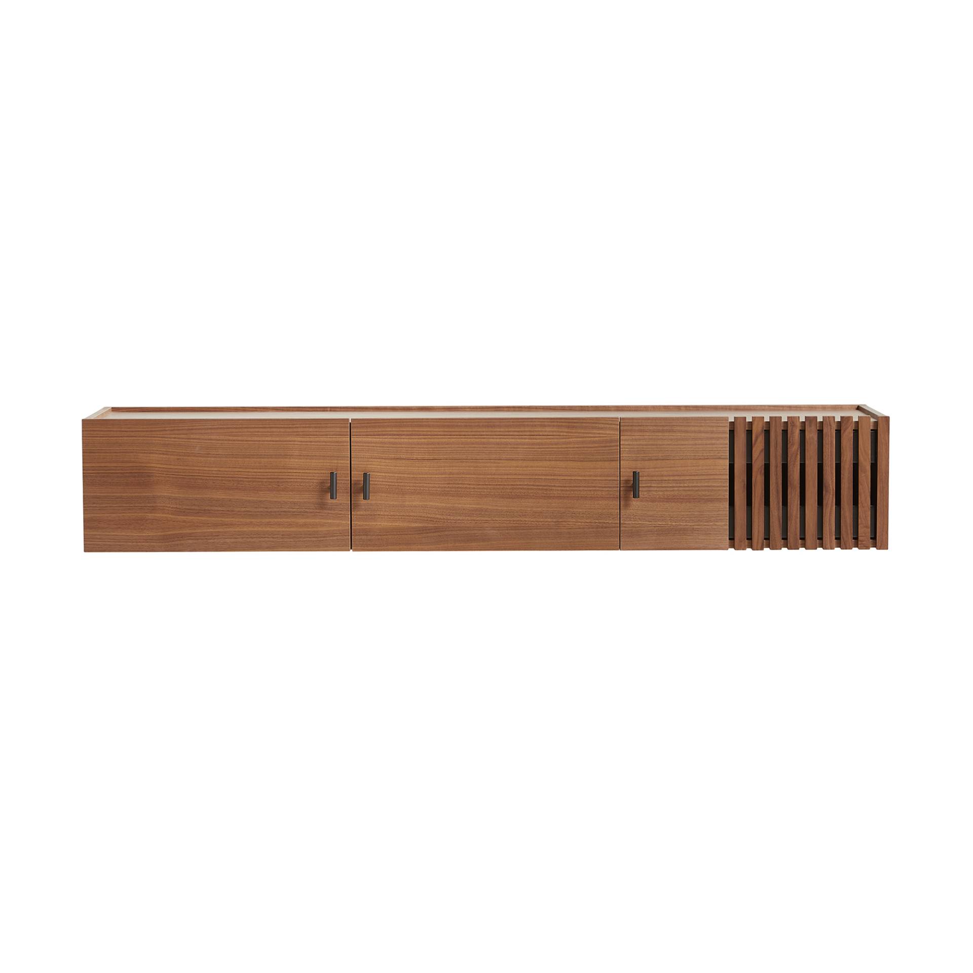 Woud - Array Sideboard Wandmontage 150cm - nussbaum/schwarz lackierte Klammern/BxHxT 150x37x25cm von Woud