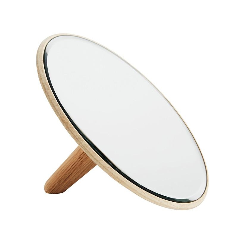 Woud - Barb Kosmetikspiegel - eiche/spiegel/lackiert/Ø x H:  26 x 6cm/Größe 2 von Woud