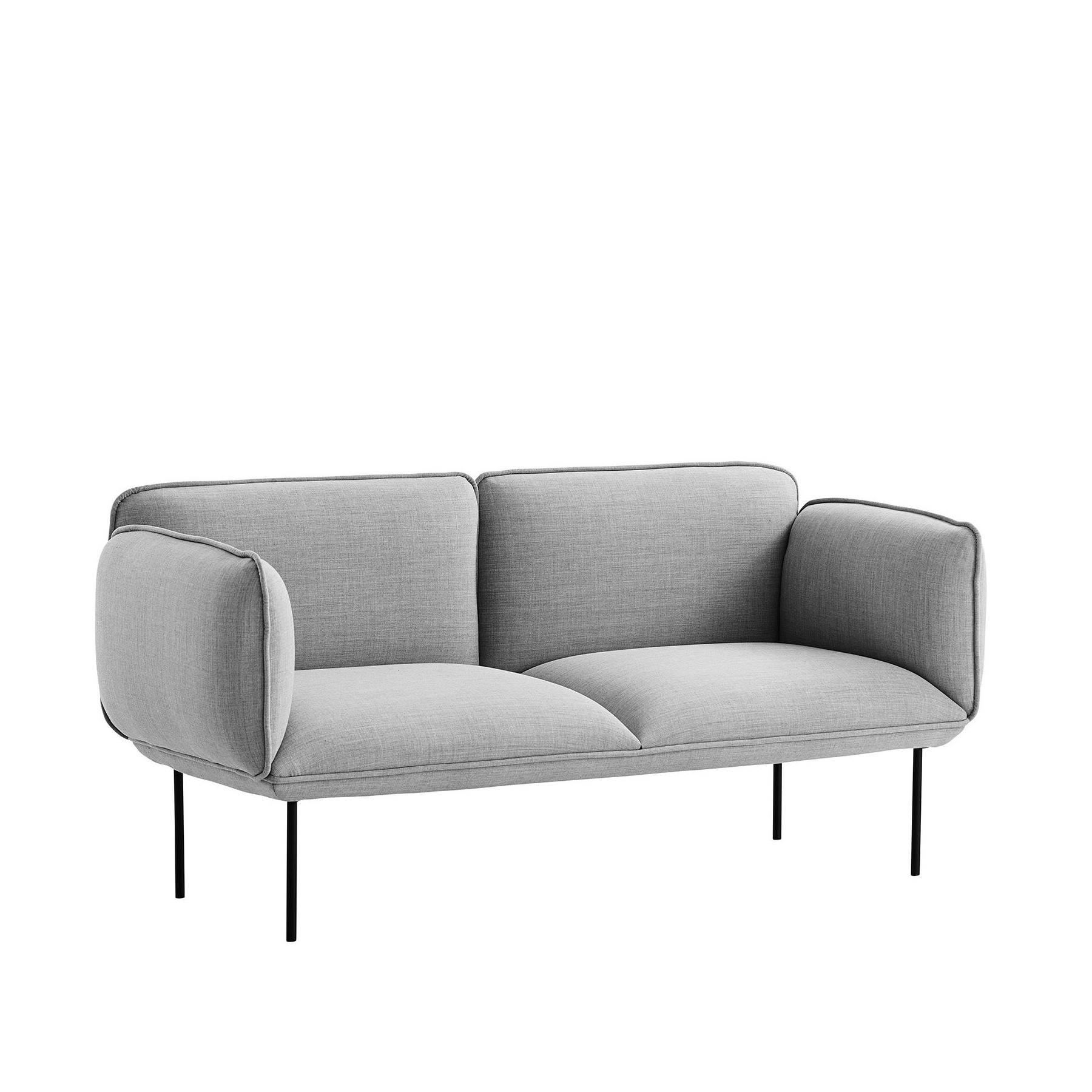 Woud - Nakki 2-Sitzer Stoffsofa - grau/Gabriel Step Melange Col. 60004/180x78xH83cm/Gestell schwarz von Woud