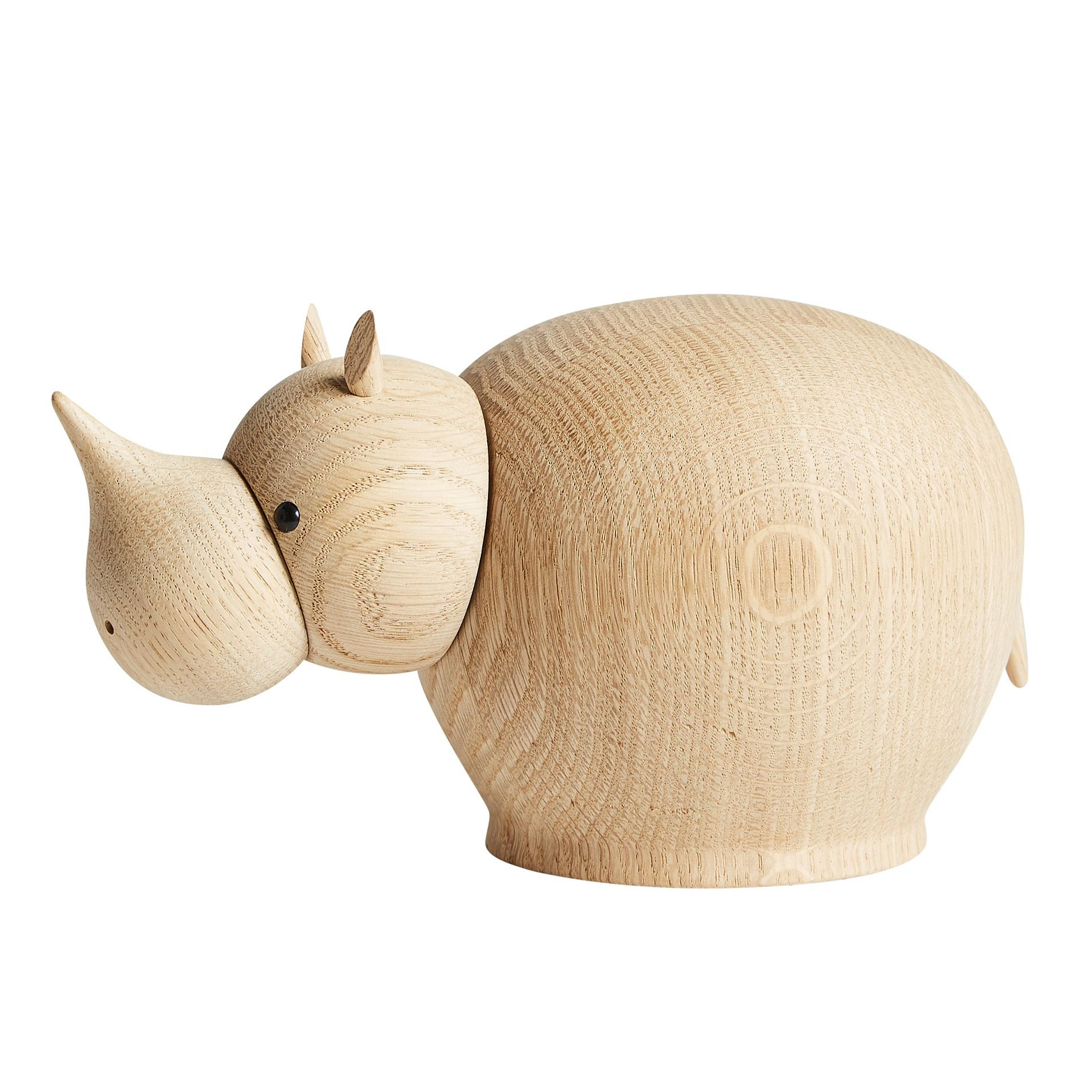 Woud - Rina Rhinoceros Holzfigur M - eiche/matt lackiert/LxBxH 20,5x12,5x11,5cm von Woud