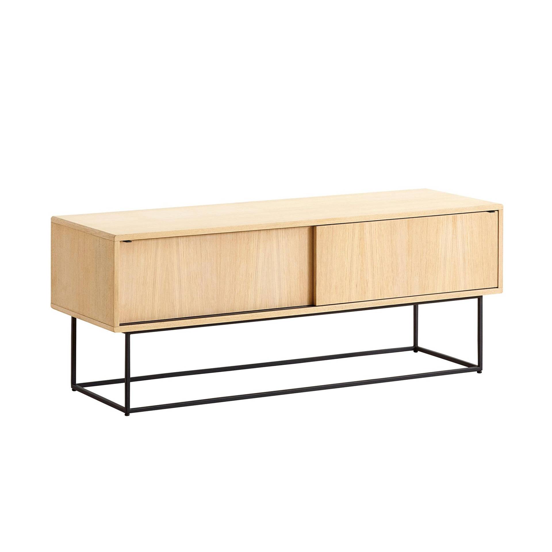 Woud - Virka Low Sideboard - eiche/2 Schiebetüre/120x40x47cm/Gestell Metall schwarz von Woud