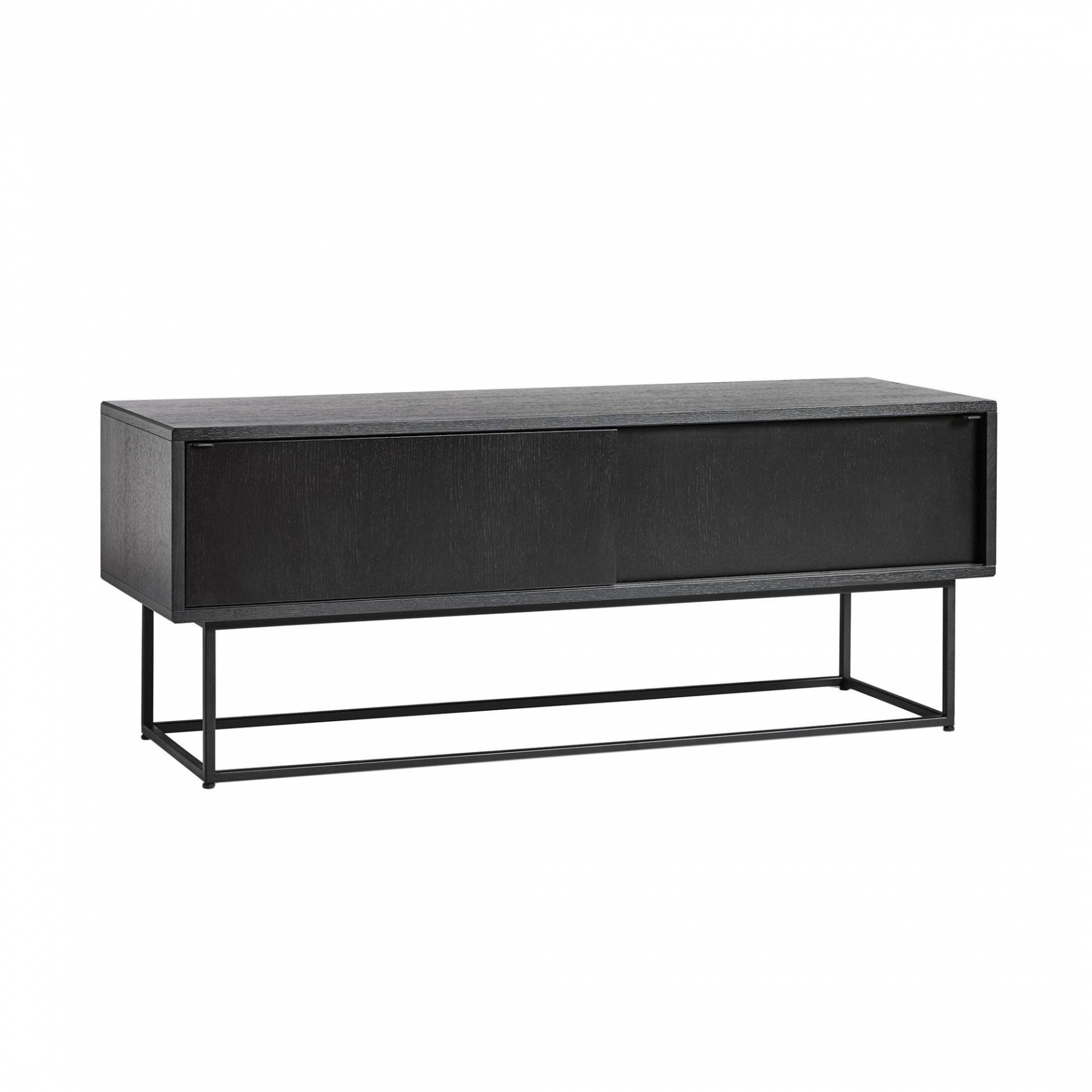 Woud - Virka Low Sideboard - schwarz/2 Schiebetüre/120x40x47cm/Gestell Metall schwarz von Woud