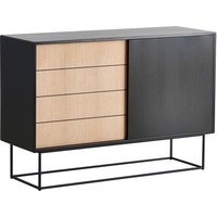 Woud - Virka Sideboard high, Eiche schwarz / geseift von Woud