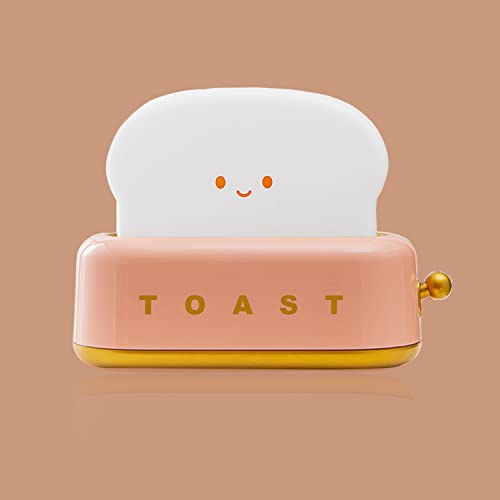 Woukksy Süßer Toaster LED Nachtlicht, Nachttischlampe für Kinder, Baby, Mädchen, Stilllicht Wiederaufladbare Dimmbar mit Timing Funktion, Nachtlampe für Kinderzimmer Deko, Ideal Geschenke, Rosa von Woukksy