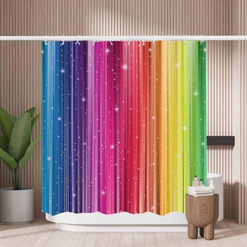 Woutay Duschvorhang, schimmelresistent, Regenbogen, wasserabweisendes Gewebe, Polyester, mit 12 Kunststoffhaken Woutay Duschvorhang, schimmelresistent, Regenbogen, wasserabweisendes Gewebe, Polyester, mit 12 Kunststoffhaken von Woutay