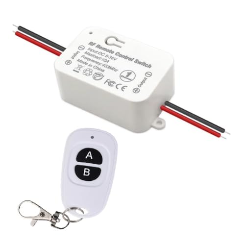 Wouueso 433 MHz Funk-Fernbedienungsschalter 10 A DC 6 V 12 V 24 V 30 V 36 V Mini-RF-Relais-Empfänger-Sender von Wouueso