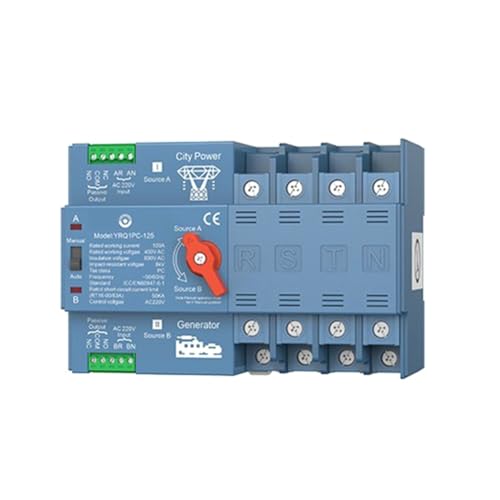 Wouueso ATS-Doppelleistungs-Automatik-Umschalter für Generator oder PV- Zur Stadtnetz-Umschaltung, Generator 125A 4P Wouueso ATS-Doppelleistungs-Automatik-Umschalter für Generator oder PV- Zur Stadtnetz-Umschaltung, Generator 125A 4P von Wouueso