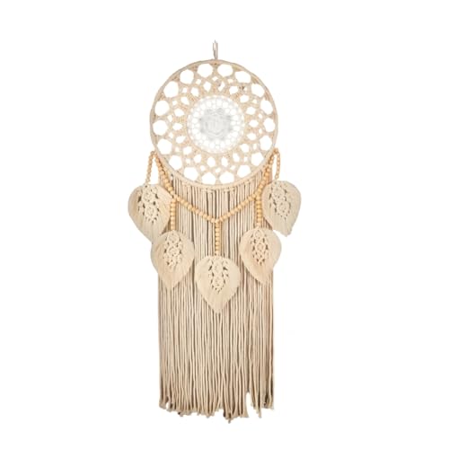 Wouueso Bohemian Handgewebte Wandteppich mit Holzperlenblatt, Rundes Wandteppich Schlafzimmer Dekoration Wouueso Bohemian Handgewebte Wandteppich mit Holzperlenblatt, Rundes Wandteppich Schlafzimmer Dekoration von Wouueso