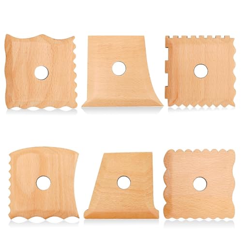Wouueso Töpferwerkzeuge Holzskelettmesser Töpferfußbesatz Tonmesser DIY Zeichnungsformwerkzeug (6er-Set) von Wouueso