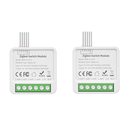 Wouueso ZigBee-Relais-Schaltmodul 4-Kanäle AC100-240V Ein/Aus-Schaltmodul Smart Home-Schalter Mini-Dunkel-Box-Schalter von Wouueso