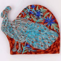 Hand Bestickter Pfau Teewärmer Gesteppter Baumwoll-Teebezug von WovenByNyra