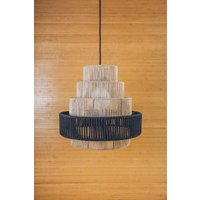 Handgemachter Bauernhaus Kronleuchter, Jute Seil Decken Pendelleuchte Handgemachter Bauernhaus Kronleuchter, Jute Seil Decken Pendelleuchte von WovenLightsShop