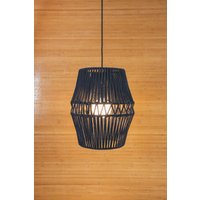 Handgefertigte Pendelleuchte Aus Schwarzer Baumwollkordel - Moderner Farmhaus-stil Handgefertigte Pendelleuchte Aus Schwarzer Baumwollkordel - Moderner Farmhaus-stil von WovenLightsShop