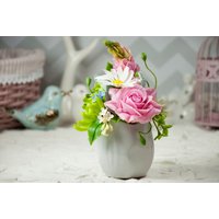 Kunstblumen in Vase, Schreibtisch Sommerstrauß, Aus Polymer Clay, Blumenschmuck Im Landhausstil, Einzugsgeschenk von WowBloomRoom
