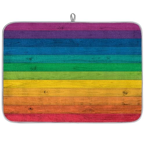 Abtropfmatte aus Mikrofaser, Regenbogen-Holz, saugfähig, Abtropfmatte für Küche, Löffel, Glasplatte, 45,7 x 60,9 cm Abtropfmatte aus Mikrofaser, Regenbogen-Holz, saugfähig, Abtropfmatte für Küche, Löffel, Glasplatte, 45,7 x 60,9 cm von WowPrint