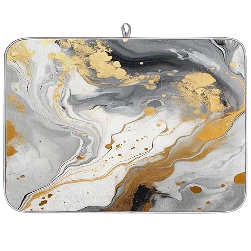 Art Marmor Abstraktes Design Mikrofaser Abtropfmatte saugfähig Geschirr Trocknen Abtropfmatten für Küche Löffel Glasplatte 40,6 x 45,7 cm von WowPrint