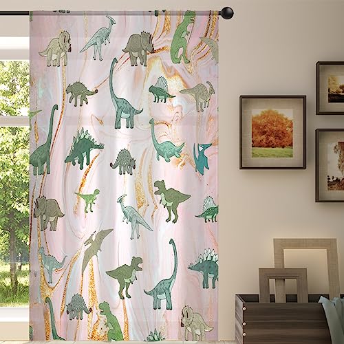 Dinosaurier Marmor Sheer Vorhang Dinosaurier Sheer Fenster Voile Vorhänge für Wohnzimmer Schlafzimmer Zimmer Küche Esszimmer Dekor 139 x 213 cm von WowPrint