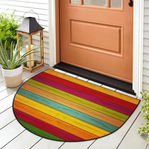 Fußmatte aus Holz, Regenbogen-Druck, für drinnen und draußen, waschbar, saugfähig, rutschfest, 91,4 x 61 cm Fußmatte aus Holz, Regenbogen-Druck, für drinnen und draußen, waschbar, saugfähig, rutschfest, 91,4 x 61 cm von WowPrint