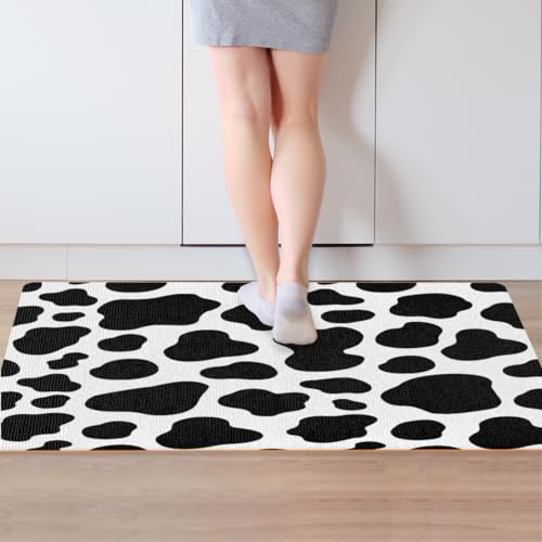 Fußmatte mit Kuhfell-Aufdruck, 77,7 x 52,5 cm, Kuhtiere, Willkommens-Eingangstürmatte, für drinnen und draußen, langlebige Rutschmatte, Teppich, Bodenmatte von WowPrint