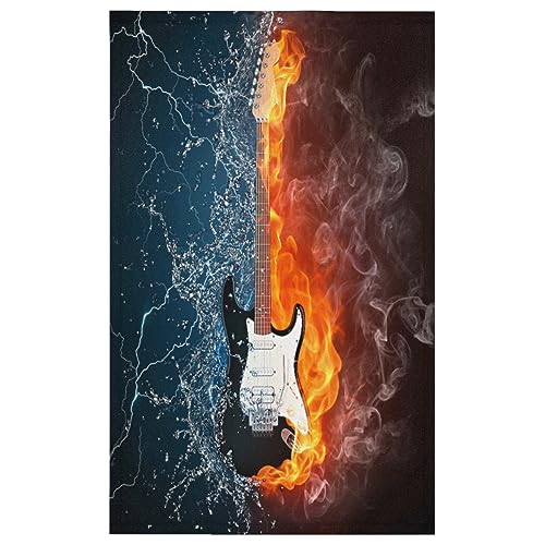 Gitarren Wasser Feuer Küchentücher Set von 4 Gitarren Musik Küchenhandtuch Weich Saugfähig Trocknen Geschirrtuch für Zuhause Küche Catering Restaurant 45 x 72 cm von WowPrint