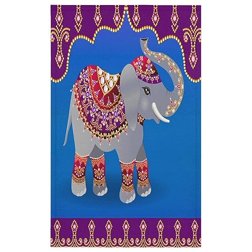 Indischer Elefant Küchentücher Set von 1 Ethnischen Elefant Küchenhandtuch Weich Saugfähig Trocknen Geschirrtuch für Zuhause Küche Catering Restaurant 45x72cm von WowPrint