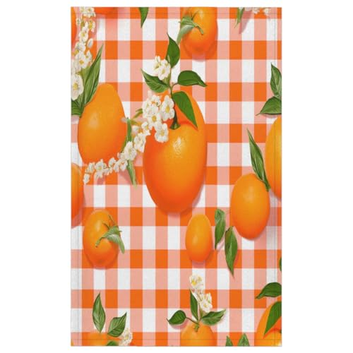Küchentücher 2er Set, Plaid Blume Obst Orange Küchenhandtuch Weich Saugfähig Trocknen Geschirrtuch für Zuhause Küche Catering Restaurant 45 x 72 cm von WowPrint