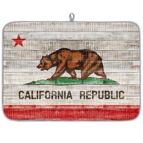 Mikrofaser-Abtropfmatte mit Kalifornien-Flagge, saugfähiges Abtropfgestell für Küche, Löffel, Glasplatte, 45,7 x 60,9 cm von WowPrint