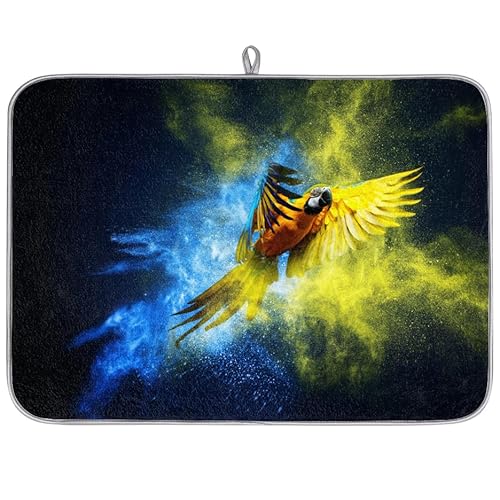 Parrot Explosion Color Powder Mikrofaser Abtropfmatte Papagei saugfähig Geschirr Trocknen Abtropfmatten für Küche Löffel Glas Teller 40,6 x 45,7 cm von WowPrint