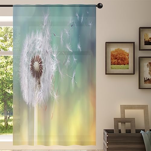 Pusteblume Sheer Vorhang Weiß Löwenzahn Sheer Fenster Voile Vorhänge für Wohnzimmer Schlafzimmer Zimmer Küche Esszimmer Dekor 139 x 198 cm von WowPrint