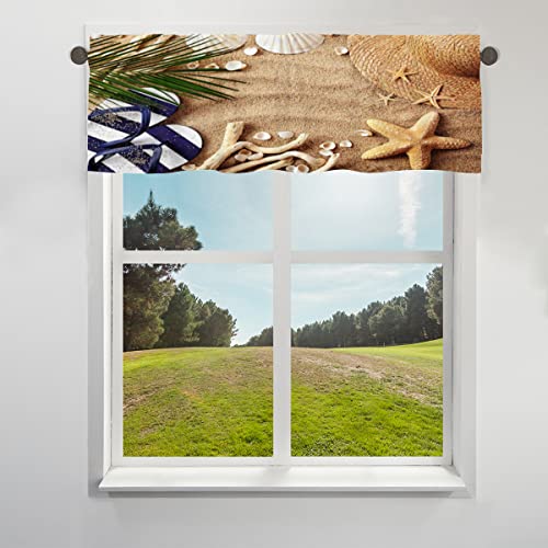 Sommer Strand Seestern Volant Vorhang für Fenster, Meer Seestern Kurze Fenster Behandlung Volant Stange Tasche Vorhang für Küche Wohnzimmer Schlafzimmer 45,7 x 152,4 cm von WowPrint