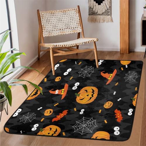 Teppich mit Halloween-Motiv für Wohnzimmer, 122 x 160 cm, für Schlafzimmer, Kinderzimmer, maschinenwaschbar, rutschfeste Bodenmatte, großer Teppich von WowPrint