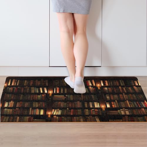 WowPrint Bücherregal-Fußmatte, 77,7 x 52,5 cm, Bibliotheksbuch, Willkommenseingang, Türmatte, für drinnen und draußen, langlebige Rutschmatte, Teppich, Bodenmatte von WowPrint