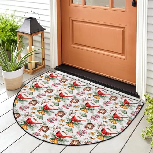 WowPrint Cardinal Christmas Fußmatte Eingangsmatte Teppich Zuckerstange Winterbereich Teppiche Indoor Outdoor Waschbar Saugfähig Rutschfeste Bodenmatte Teppich 91,4 x 61 cm von WowPrint