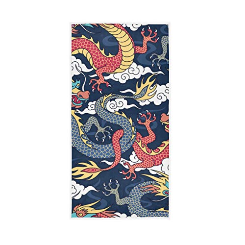 WowPrint Chinesische Drache Handtücher Quick Dry Handtücher für Sport Gym Yoga Strand Bad Wandern Schwimmen Dusche Reisen 76 x 38 cm von WowPrint