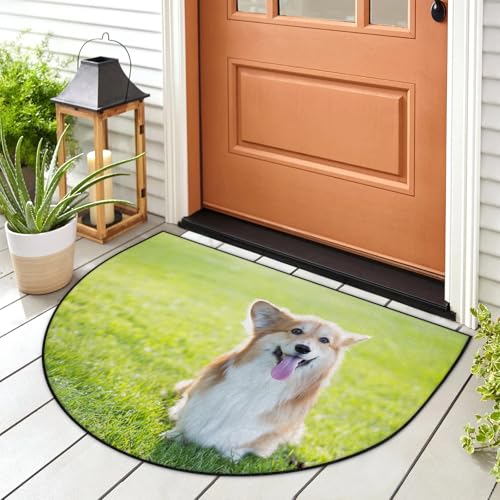 WowPrint Corgi Fußmatte Eingangsmatte Teppich Niedlich Corgi Hundebereich Teppiche Indoor Outdoor Waschbar Saugfähig Rutschfeste Bodenmatte Teppich 91,4 x 61 cm von WowPrint