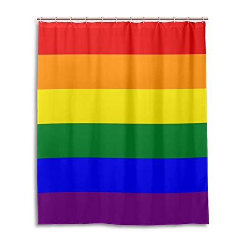 WowPrint Dekorativer Duschvorhang, Regenbogen Gay Pride, wasserdicht, Anti-Schimmel-Polyester-Stoff, waschbar, 152,4 x 182,9 cm, mit 12 Haken C-Ringen für Badezimmer von WowPrint