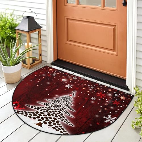 WowPrint Fußmatte Baum mit Schneeflocke Eingangsmatte Teppich Baum Weihnachtsbereich Teppiche Indoor Outdoor waschbar saugfähig rutschfest Bodenmatte Teppich 91,4 x 61 cm von WowPrint
