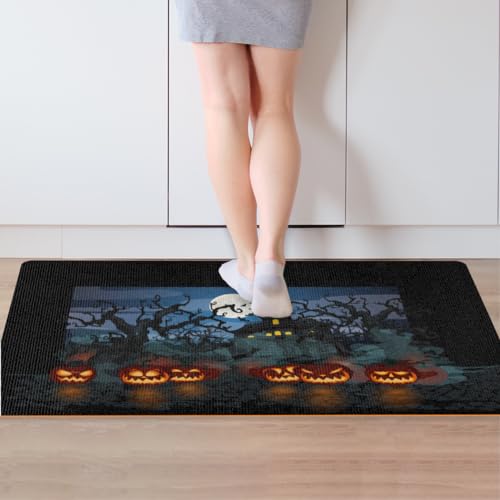 WowPrint Fußmatte für den Eingangsbereich, 77,7 x 52,5 cm, Halloween-Thema, Nacht, Willkommenseingang, Fußmatte für drinnen und draußen, langlebige Rutschmatte, Teppich, Bodenmatte von WowPrint