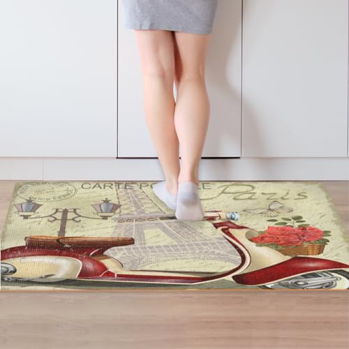 WowPrint Fußmatte mit Paris-Poster im Vintage-Stil, 77,7 x 52,5 cm, Paris-Design, Willkommens-Eingang, Fußmatte für drinnen und draußen, strapazierfähige Rutschmatte, Teppich, Bodenmatte von WowPrint