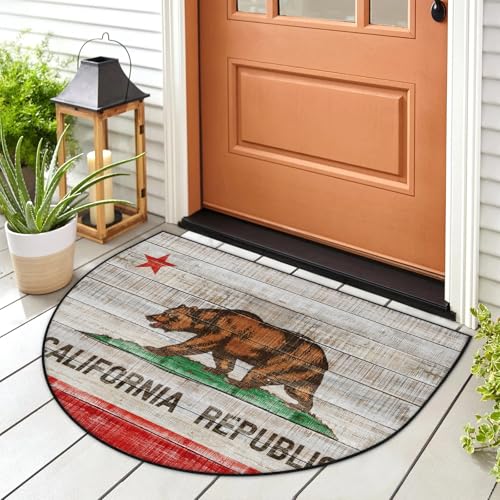 WowPrint Fußmatte mit kalifornischer Flagge aus Holz, für drinnen und draußen, waschbar, saugfähig, rutschfest, 91,4 x 61 cm von WowPrint