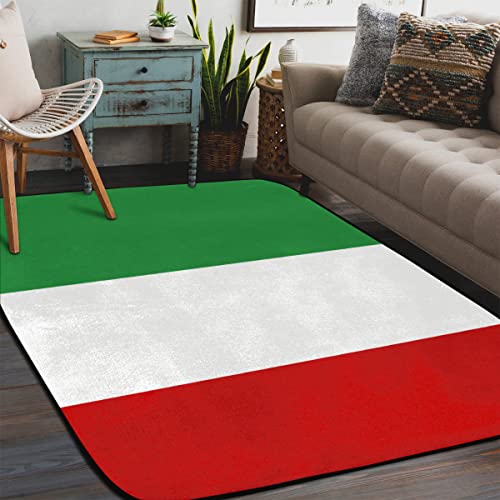 WowPrint Italien Flagge Area Teppiche Wohnzimmer, Flaggenbereich Teppich für Schlafzimmer Kinderzimmer Waschbar Rutschfeste Bodenmatte Großer Teppich 122 x 183 cm von WowPrint
