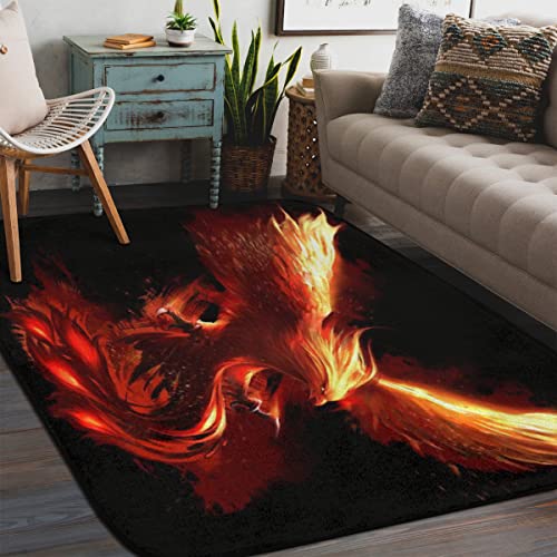 WowPrint Phoenix Area Rugs Wohnzimmer Phoenix Muster Innenbereich Teppich für Schlafzimmer Esszimmer Lounge, Extra Großer Teppich 147x203 cm von WowPrint