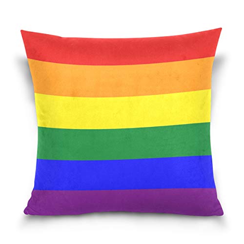 WowPrint Regenbogen Gay Pride Kissenbezug quadratisch Kissenbezug für Couch Sofa Schlafzimmer Auto Home Decor, 40 x 40 cm, 40 x 40 cm von WowPrint